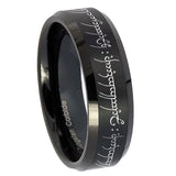 8mm Lord Of The Rings Beveled Edge Brushed Black Men's Tungsten Wedding Bands
