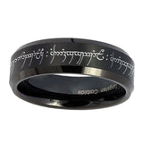 5, 8mm Lord Of The Rings Beveled Edge Brushed Black Men's Tungsten Wedding Bands