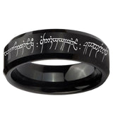 5, 8mm Lord Of The Rings Beveled Edge Brushed Black Men's Tungsten Wedding Bands