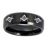 8mm-Master-Mason-Masonic--Beveled-Edges-Brush-Black-Tungsten-Mens-Promise-Ring