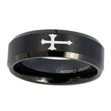 10mm-Christian-Cross-Beveled-Edges-Brush-Black-Tungsten-Carbide-Mens-Ring