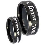 8mm-I-Love-You-Forever-and-ever-Beveled-Edges-Brush-Black-Tungsten-Mens-Ring