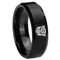 8MM Transformers Autobot Beveled Brushed Black Tungsten Ring For Him