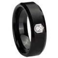 8MM Chief Master Sergeant Beveled Brushed Black Tungsten Wedding Band
