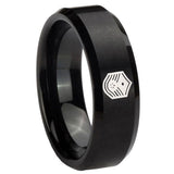10mm Chief Master Sergeant Vector Beveled Edges Brush Black Tungsten Mens Ring
