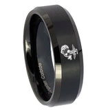 10mm-Marine-Beveled-Edges-Brush-Black-Tungsten-Carbide-Mens-Bands-Ring