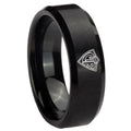 10mm CTR Beveled Edges Brush Black Tungsten Carbide Wedding Bands Ring