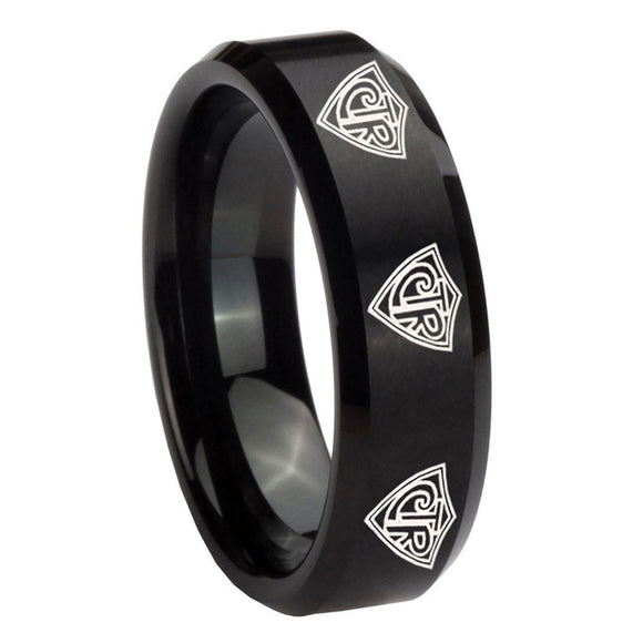 8mm-Multiple-CTR-Beveled-Edges-Brush-Black-Tungsten-Carbide-Mens-Ring-Engraved
