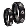 Multiple CTR Beveled Edges Brush Black Tungsten Mens Ring Set