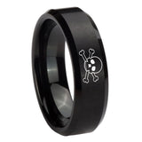 8mm-Skull-Beveled-Edges-Brush-Black-Tungsten-Carbide-Bands-Ring
