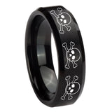 10mm-Multiple-Skull-Beveled-Edges-Brush-Black-Tungsten-Custom-Ring-for-Men