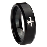 8mm-Fleur-De-Lis-Beveled-Edges-Brush-Black-Tungsten-Carbide-Mens-Wedding-Band
