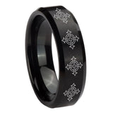 10mm-Multiple-Crosses-Beveled-Edges-Brush-Black-Tungsten-Mens-Wedding-Ring