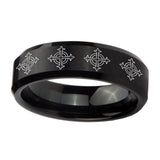 10mm-Multiple-Crosses-Beveled-Edges-Brush-Black-Tungsten-Mens-Wedding-Ring