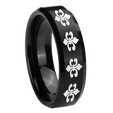 10mm-Multiple-Fleur-De-Lis-Beveled-Edges-Brush-Black-Tungsten-Mens-Wedding-Band