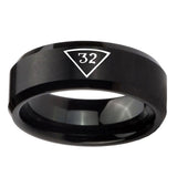 10mm-Masonic-32-Triangle-Freemason-Beveled-Edges-Brush-Black-Tungsten-Carbide-Wedding-Band-Ring