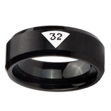 10mm-Masonic-32-Triangle-Design-Freemason-Beveled-Edges-Brush-Black-Tungsten-Carbide-Wedding-Band-Ring