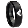 8MM Masonic 32 Triangle Freemason Beveled Brushed Black Tungsten Ring Men
