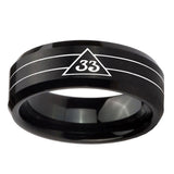 10mm-Masonic-32-Duo-Line-Freemason-Beveled-Edges-Brush-Black-Tungsten-Carbide-Wedding-Band-Ring