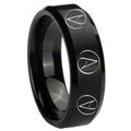 10mm Atheist Design Beveled Edges Brush Black Tungsten Mens Ring