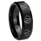 8mm Atheist Design Beveled Brush Black Tungsten Promise Ring