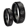Atheist Design Beveled Brush Black Tungsten Couples Ring Set