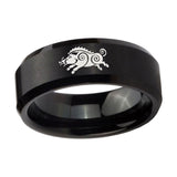 10mm-Wild-Boar-Beveled-Edges-Brush-Black-Tungsten-Men's-Engagement-Ring