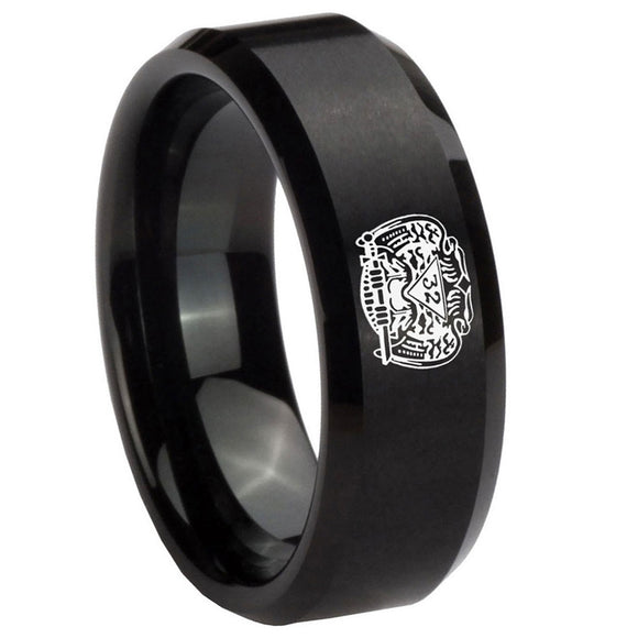 10mm-Masonic-32-Degree-Freemason-Beveled-Edges-Brush-Black-Tungsten-Carbide-Wedding-Band-Ring