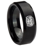 10mm-Masonic-32-Degree-Freemason-Beveled-Edges-Brush-Black-Tungsten-Carbide-Wedding-Band-Ring