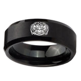10mm-Masonic-32-Degree-Freemason-Beveled-Edges-Brush-Black-Tungsten-Carbide-Wedding-Band-Ring