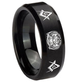 10mm-Masonic-32-Design-Beveled-Edges-Brush-Black-Tungsten-Mens-Engagement-Band
