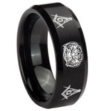 10mm-Masonic-32-Design-Beveled-Edges-Brush-Black-Tungsten-Mens-Engagement-Band