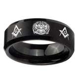 10mm-Masonic-32-Design-Beveled-Edges-Brush-Black-Tungsten-Mens-Engagement-Band