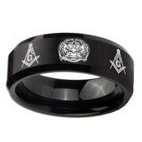10mm-Masonic-32-Design-Beveled-Edges-Brush-Black-Tungsten-Mens-Engagement-Band