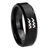 10mm-Aquarius-Horoscope-Beveled-Edges-Brush-Black-Tungsten-Mens-Wedding-Band