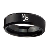 10mm-Capricorn-Zodiac-Beveled-Edges-Brush-Black-Tungsten-Men's-Wedding-Ring