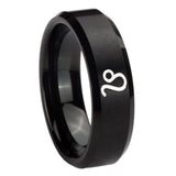 10mm-Leo-Zodiac-Beveled-Edges-Brush-Black-Tungsten-Carbide-Promise-Ring