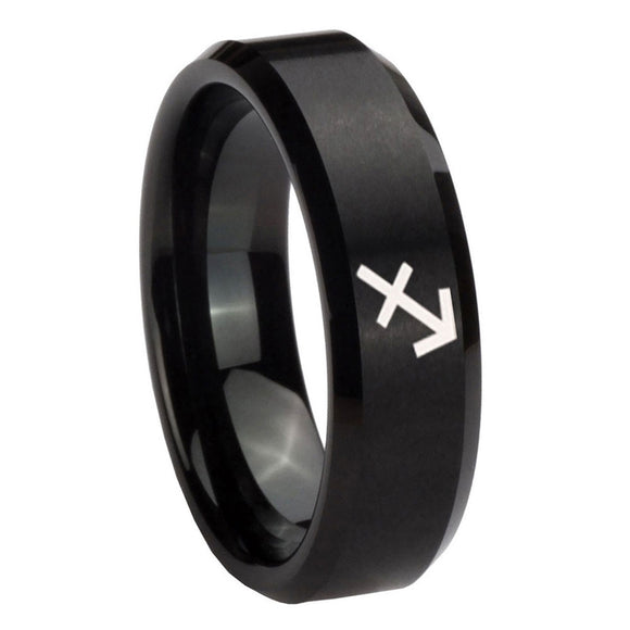 10mm-Sagittarius-Zodiac-Beveled-Edges-Brush-Black-Tungsten-Wedding-Band-Ring