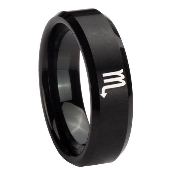 8mm-Scorpio-Horoscope-Beveled-Edges-Brush-Black-Tungsten-Wedding-Band-Ring