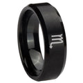 8MM Scorpio Horoscope Beveled Brushed Black Tungsten Wedding Band