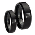 Scorpio Horoscope Beveled Brush Black Tungsten Couple Rings