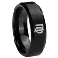 8MM Virgo Zodiac Beveled Brushed Black Tungsten Promise Ring Guys