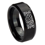 8mm-Celtic-Dog-Beveled-Edges-Brush-Black-Tungsten-Carbide-Rings-for-Men