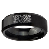5, 8mm Celtic Dog Beveled Edge Brush Black Tungsten Ring