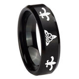 8mm-Celtic-Triangle-Fleur-De-Lis-Beveled-Brush-Black-Tungsten-Promise-Ring