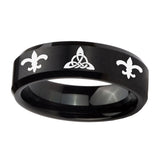 8mm-Celtic-Triangle-Fleur-De-Lis-Beveled-Brush-Black-Tungsten-Promise-Ring