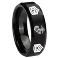 8MM Marine Army Sergeant Beveled Brushed Black Tungsten Wedding Band