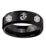 8mm-Marine-Chief-Master-Sergeant--Beveled-Edges-Brush-Black-Tungsten-Mens-Promise-Ring
