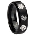10mm Marine Chief Master Sergeant Beveled Brush Black Tungsten Men's Promise Rings