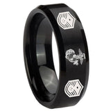 8mm Marine Chief Master Sergeant Beveled Edges Brush Black Tungsten Mens Promise Ring